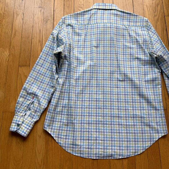 Robert Graham Size M Blue & Green Check Classic Fit Long Sleeve Button-Up Shirt - Picture 15 of 16